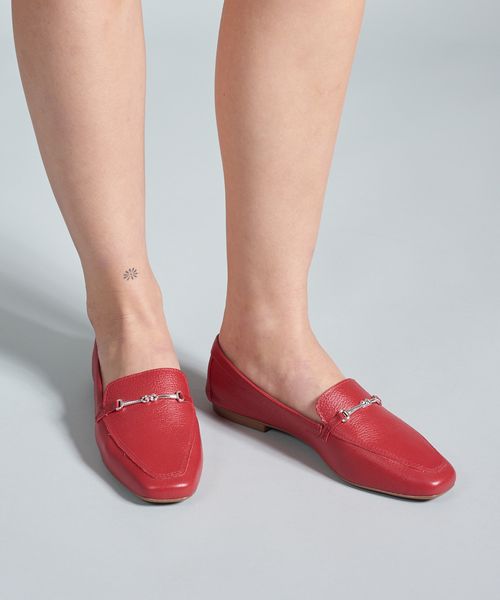 Mocassim Couro Bridao - Vermelho