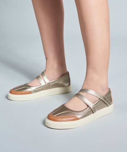 Tenis Couro Antonela - Prata Velho