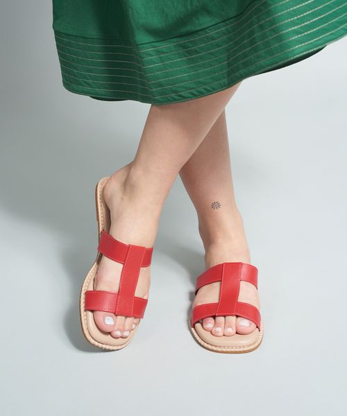 Rasteira Basica Soft Mari - Vermelho