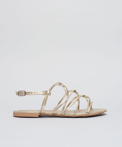 Rasteira Metalizada Entrelace - Ouro Light