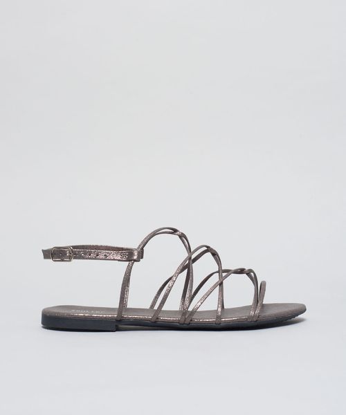 Rasteira Metalizada Entrelace - Onix