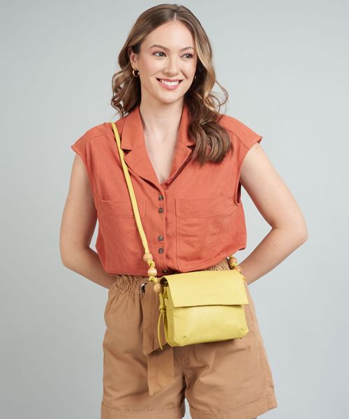 Bolsa p Couro Esferas - Amarelo Polen