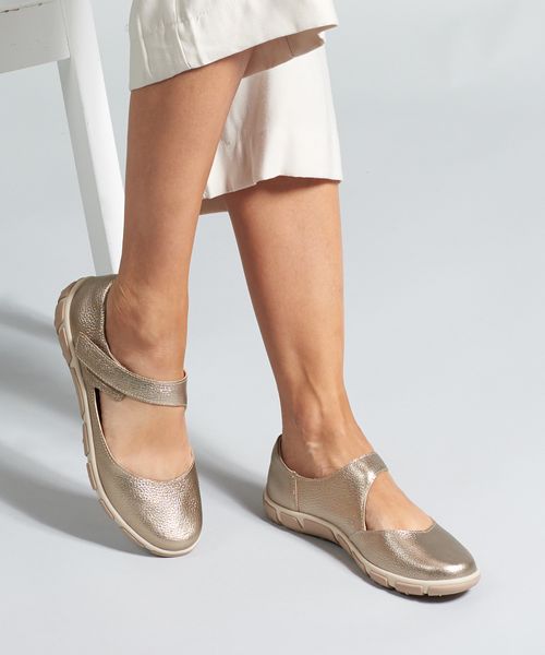 Sapatilha Frances Couro Vivian - Prata Velho