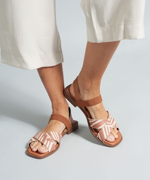 Rasteira Couro Listra Duo - Listra Duo Caramelo