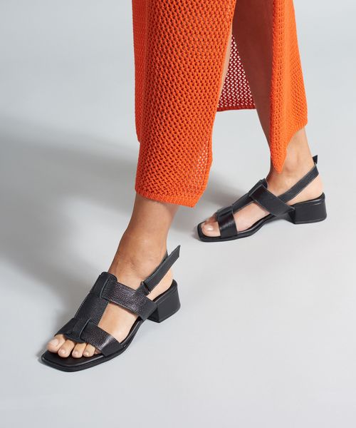 Sandalia Media Couro Liz - Preto