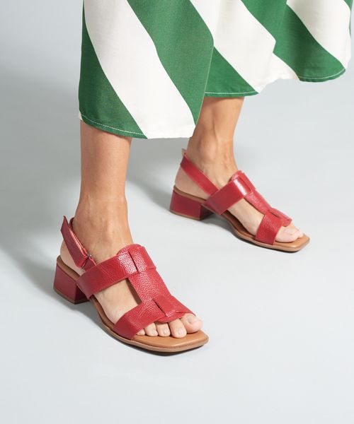 Sandalia Media Couro Liz - Vermelho