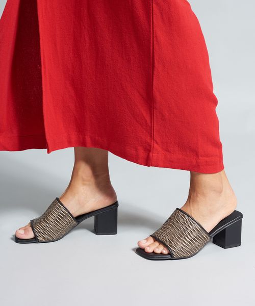 Sandalia Media Rafia Grazi - Palha Preto