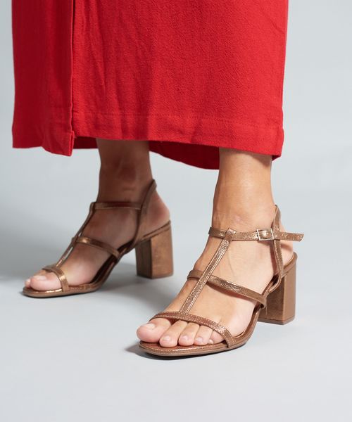 Sandalia Soft Salto Festa - Bronze