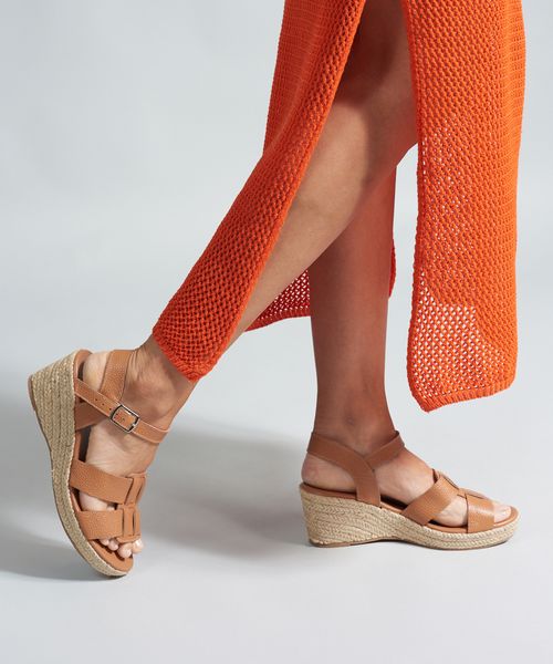 Anabela Couro Pescador Duo - Caramelo