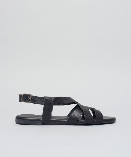 Rasteira Basica Tiras Duo - Preto