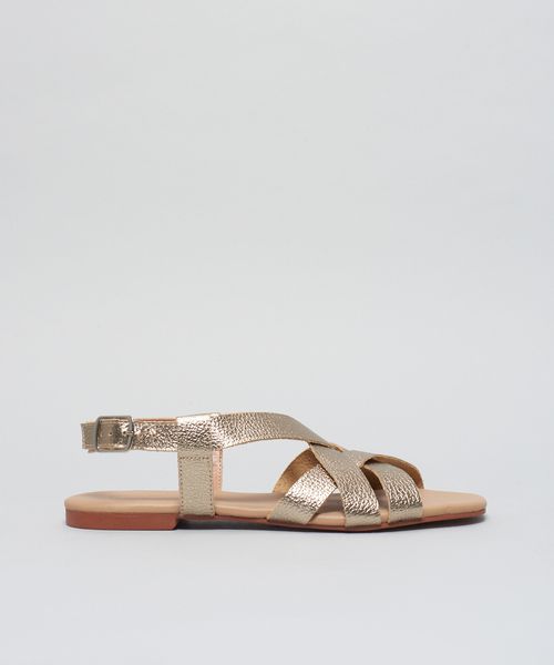 Rasteira Basica Tiras Duo - Prata Velho