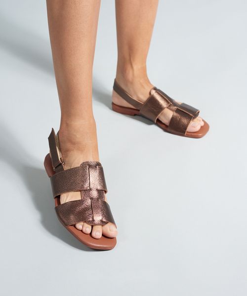 Rasteira Basica Couro Liz - Bronze