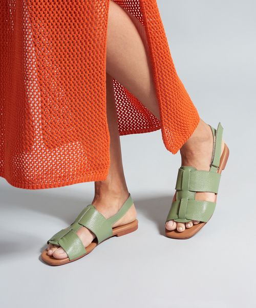 Rasteira Basica Couro Liz - Pistache