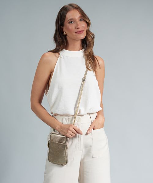 Bolsa p Couro Alcas - Prata Velho