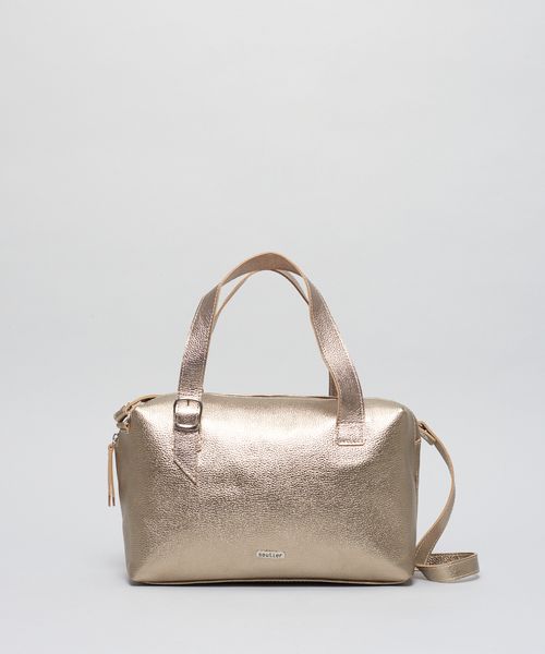 Bolsa m Couro Duda - Prata Velho