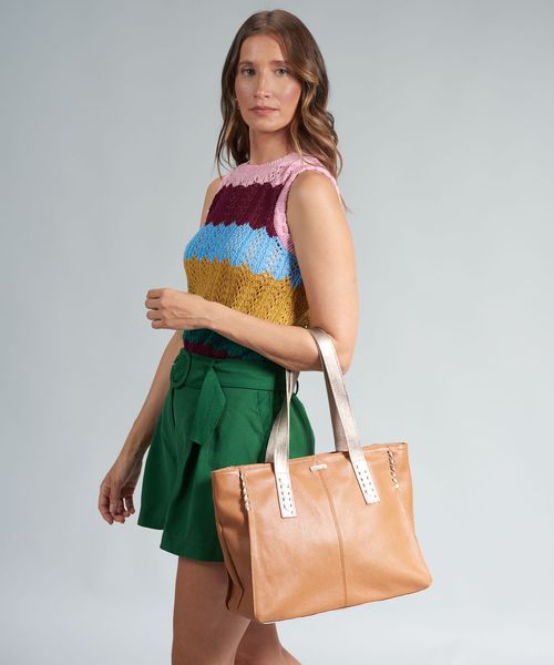 Bolsa Grande Detalhes - Caramelo