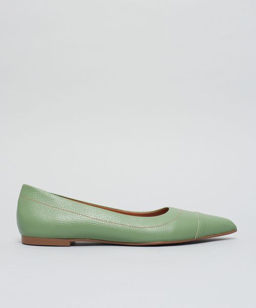 Sapatilha Bico Fino Pesponto - Pistache