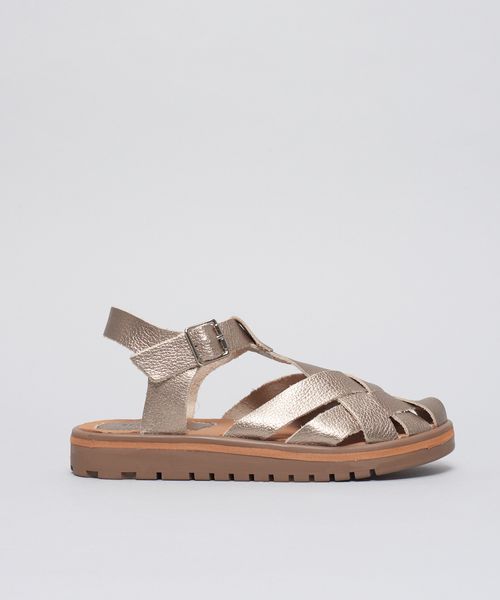 Rasteira Tratorada Entrelace - Prata Velho