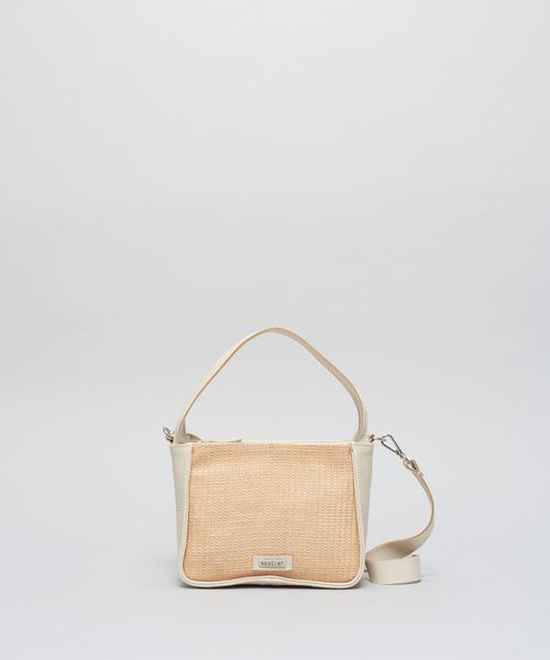 Bolsa p Couro Rafia - Palha Natural