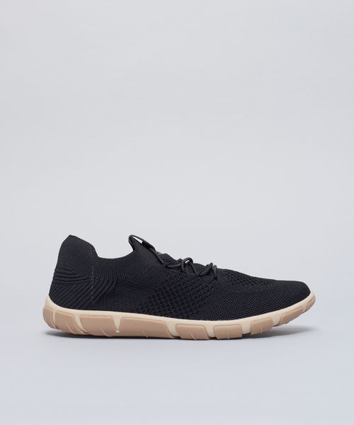 Tenis Knit Frances - Preto/Aveia