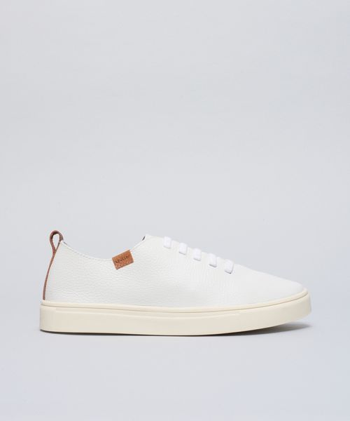 Tenis Couro Elastico Liso - Branco