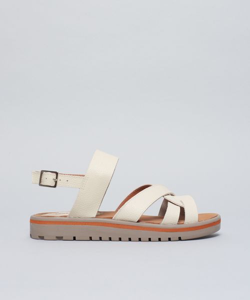 Rasteira Tratorada Couro Nataly - Offwhite