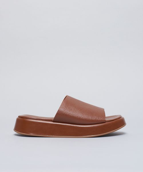 Flat Slide Couro Soul - Terra