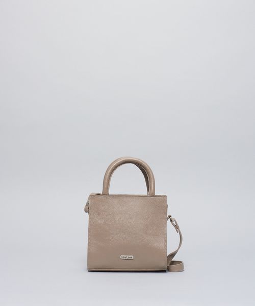 Bolsa p Couro Estruturada - Cinza