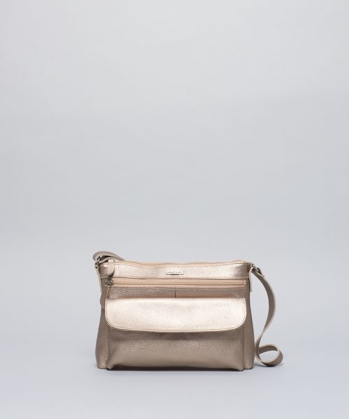 Bolsa m Couro Lia - Prata Velho