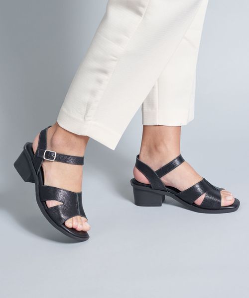 Sandalia Media Couro Amanda - Preto