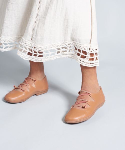 Sapatilha Couro Elastico Bicolor - Caramelo