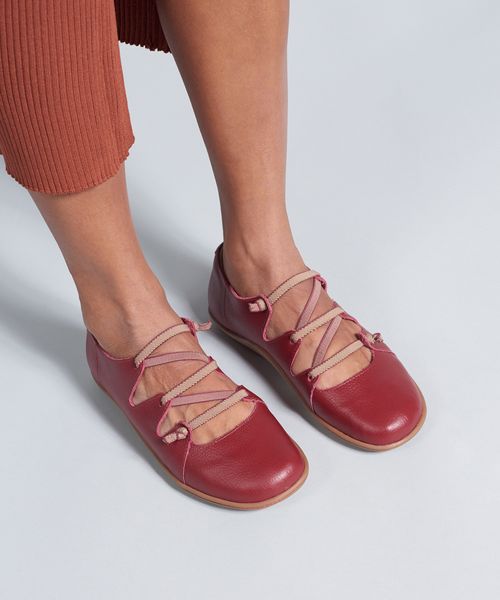 Sapatilha Couro Elastico Bicolor - Merlot