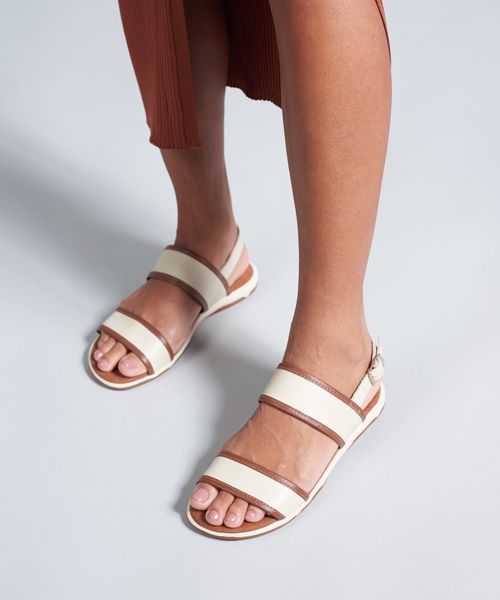 Rasteira Capri Couro Vies - Offwhite