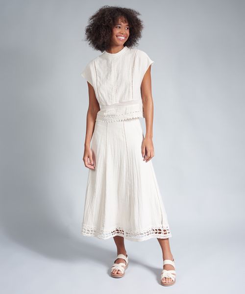 Rasteira Tratorada Couro Nataly - Offwhite