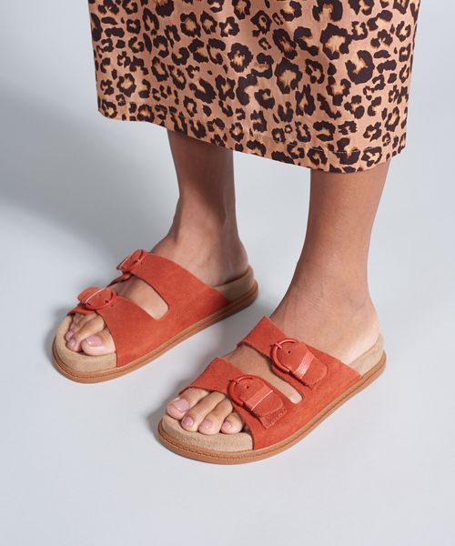 Rasteira Anatomica Couro Camurca - Paprica