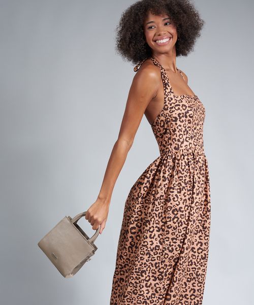 Bolsa p Couro Estruturada - Cinza