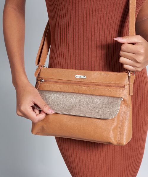 Bolsa m Couro Lia - Caramelo