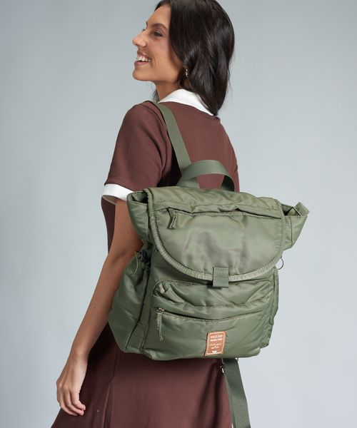 Mochila Nylon Compartimentos - Oliva
