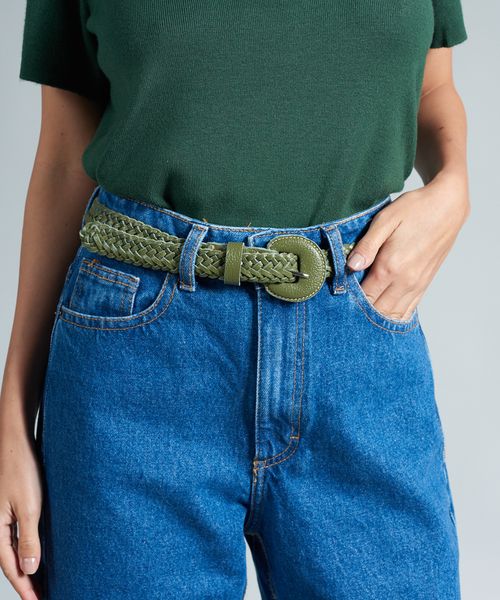 Cinto Couro Tresse Lili - Oliva