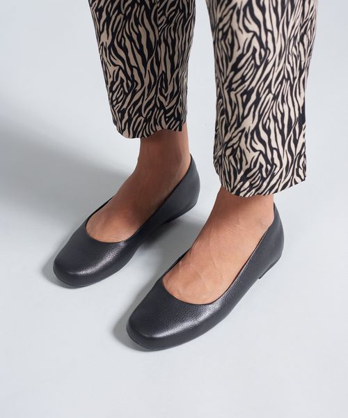 Sapatilha Couro Paula - Preto