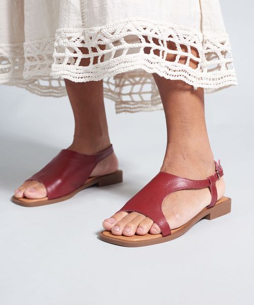 Rasteira Couro Organica - Merlot