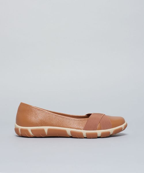 Sapatilha Frances Elastico Cruzado - Caramelo