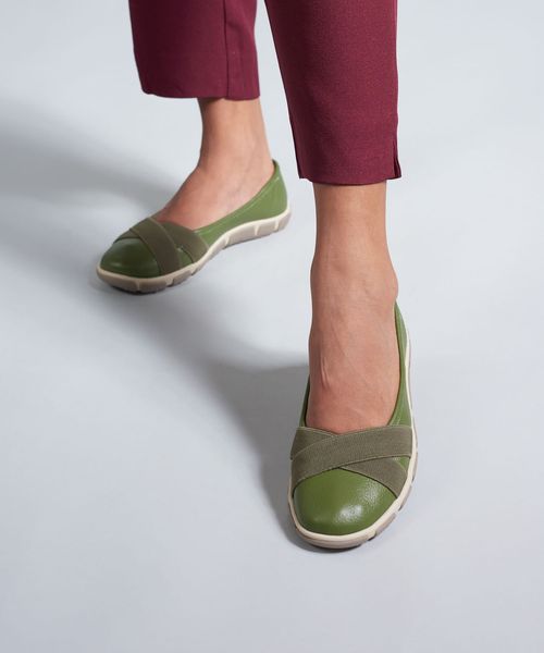 Sapatilha Frances Elastico Cruzado - Oliva