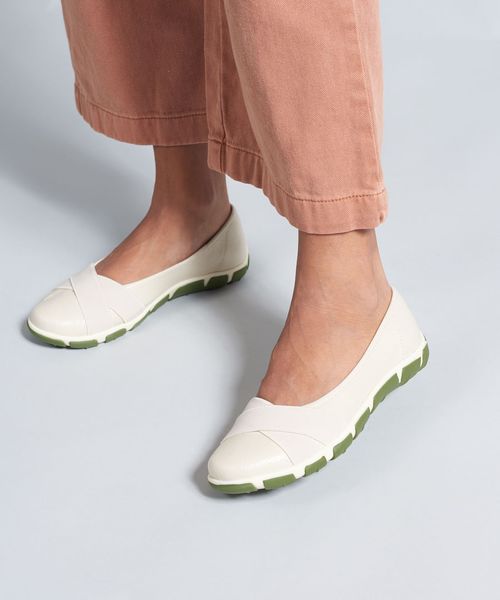 Sapatilha Frances Elastico Cruzado - Off White/Oliva