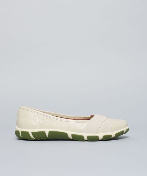 Sapatilha Frances Elastico Cruzado - Off White/Oliva