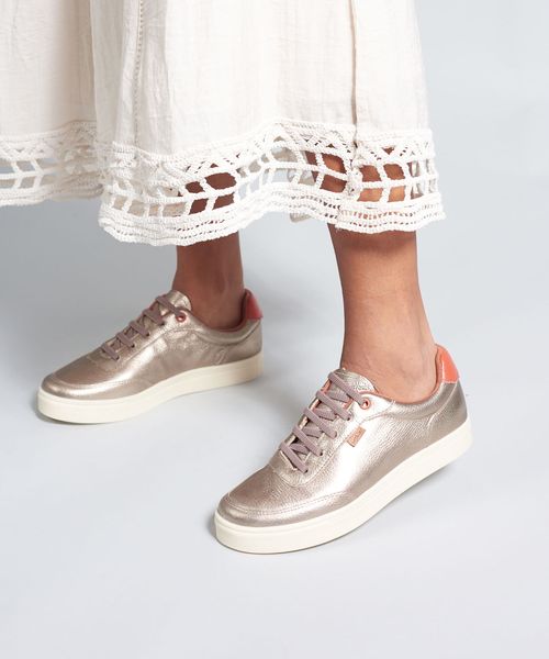 Tenis Couro Debora - Prata Velho