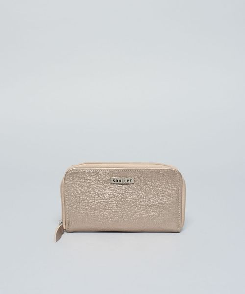 Carteira m Couro Ziper - Prata Velho