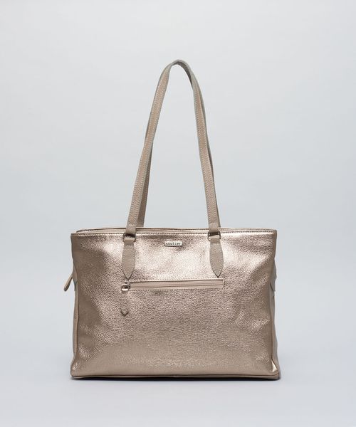 Bolsa g Couro Babi - Prata Velho