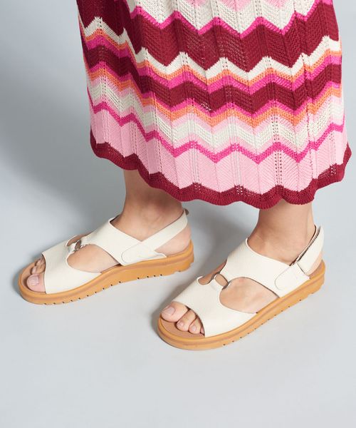 Rasteira Tratorada Couro Argola - Offwhite