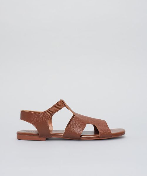 Rasteira Basica Couro Marcela - Terra